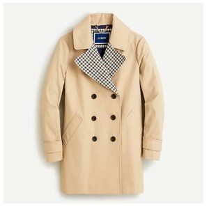 J crew Pleated trench coat w/ Italian wool lapel